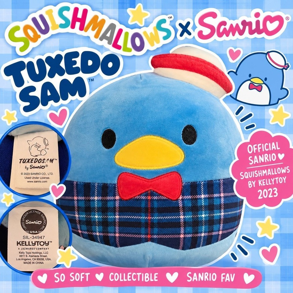 Sanrio Tuxedo Sam Plaid Squishmallows Plush – 2023 Kellytoy